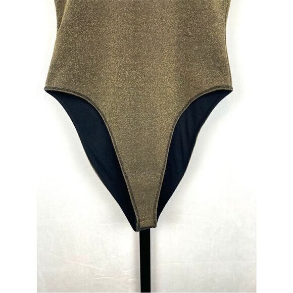 All Saints NWT Norma Bodysuit in Gold Sparkle Size 10 - Picture 11 of 16
